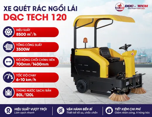 Xe quét rác ngồi lái DQC Tech 120