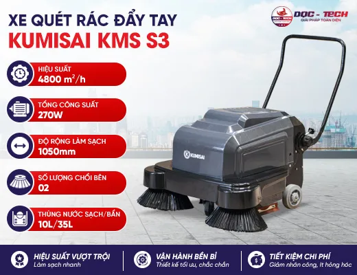 Xe quét rác đẩy tay công nghiệp Kumisai KMS S3