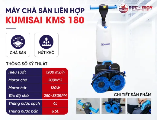 Máy chà sàn liên hợp Kumisai KMS-180 (Ắc Quy)