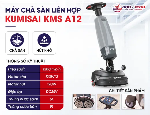 Máy chà sàn Kumisai KMS-A12 (pin Lithium)