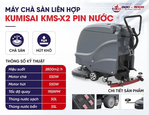 Máy chà sàn liên hợp Kumisai KMS-X2 pin nước