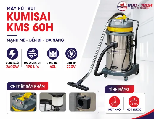 Máy hút bụi công nghiệp Kumisai KMS60H-Hepa