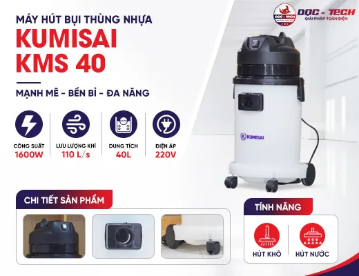 Máy hút bụi thùng nhựa Kumisai KMS40