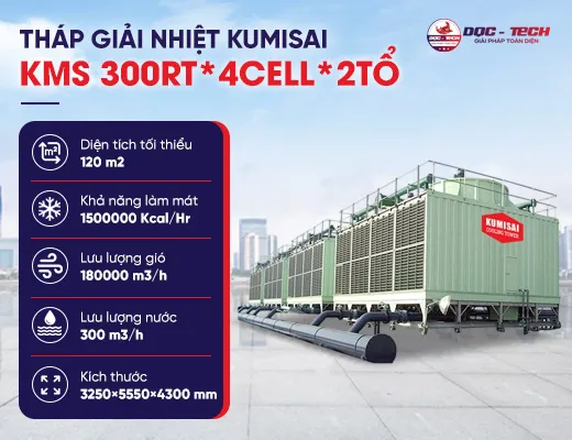 Tháp giải nhiệt Kumisai KMS 300RT*4cell*2tổ