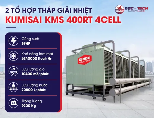 2 tổ hợp tháp giải nhiệt Kumisai KMS 400RT 4Cell