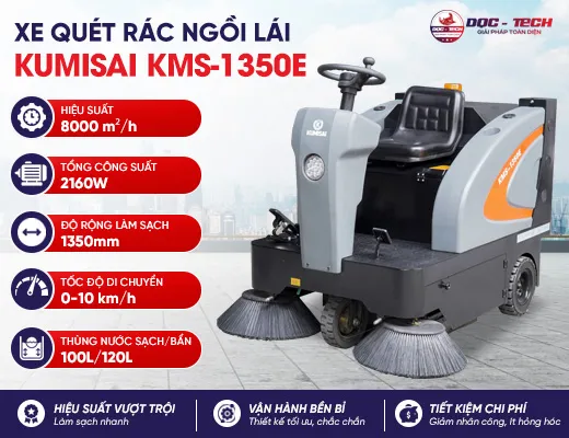 Xe quét rác mini ngồi lái Kumisai KMS-1350E