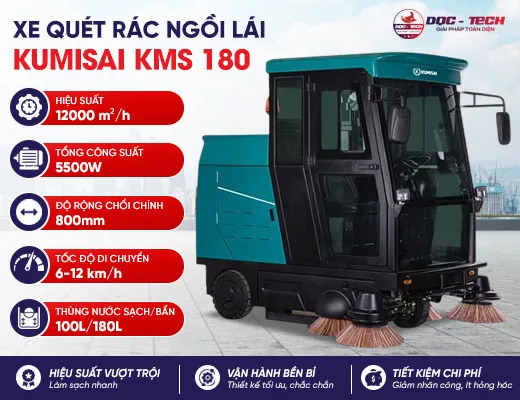 Xe quét rác ngồi lái Kumisai KMS 180