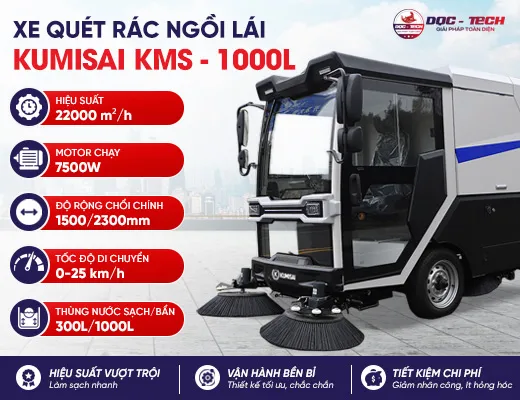 Xe quét rác ngồi lái Kumisai KMS - 1000L
