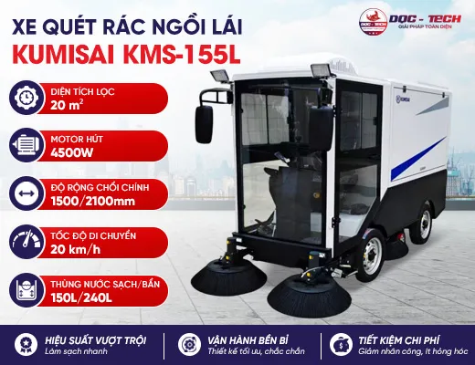 Xe quét rác ngồi lái Kumisai KMS - 155L