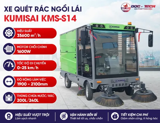 Xe quét rác công nghiệp ngồi lái Kumisai KMS-S14
