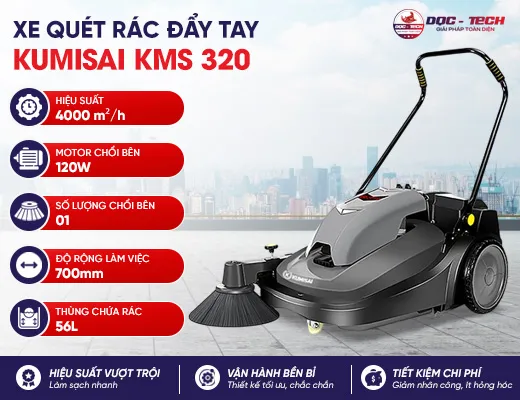 Xe quét rác đẩy tay dùng ắc quy Kumisai KMS 320
