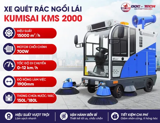 Xe quét rác mini ngồi lái Kumisai KMS-2000