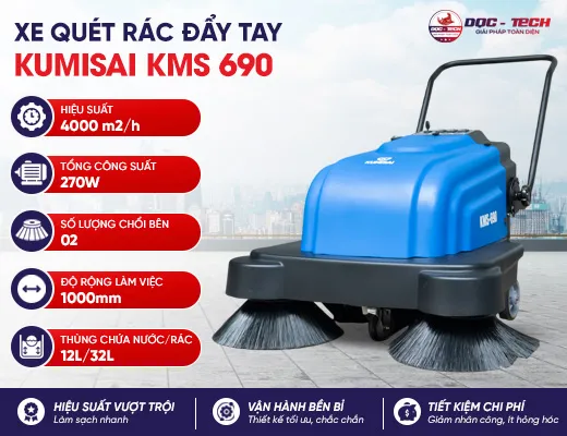 Xe quét rác đẩy tay chạy ắc quy Kumisai KMS 690