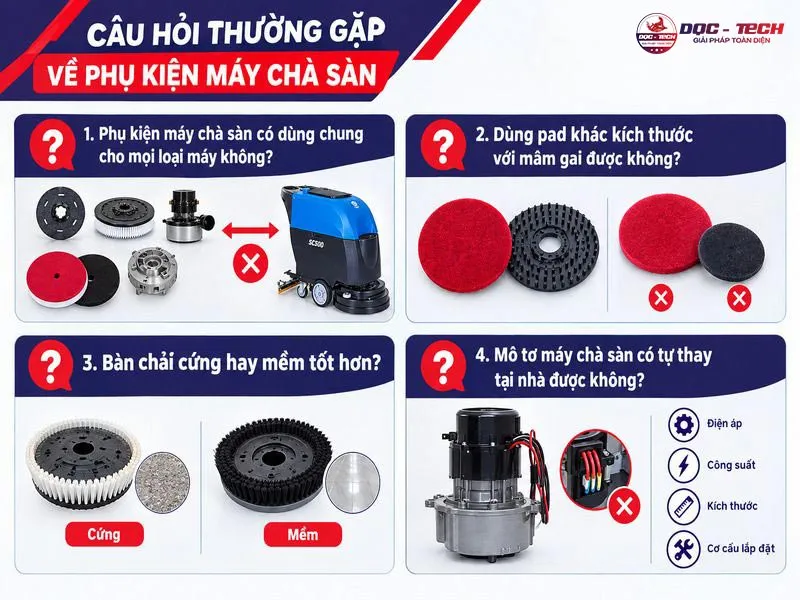 phụ kiện máy chà sàn câu hỏi
