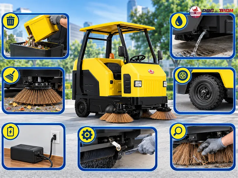 quy trình bảo dưỡng xe quét đường DQC Tech 180