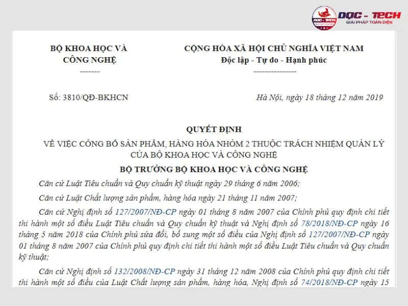 Quyết định 3810/QĐ-BKHCN kiểm tra chất lượng máy hút bụi