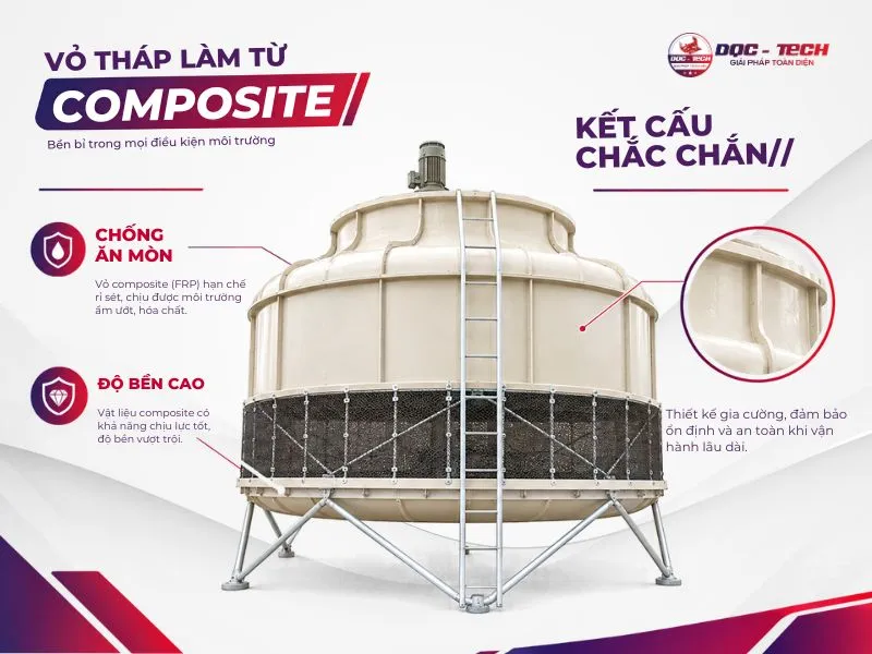 Thân tháp làm từ sợi thủy tinh - cpmposite chắc chắn