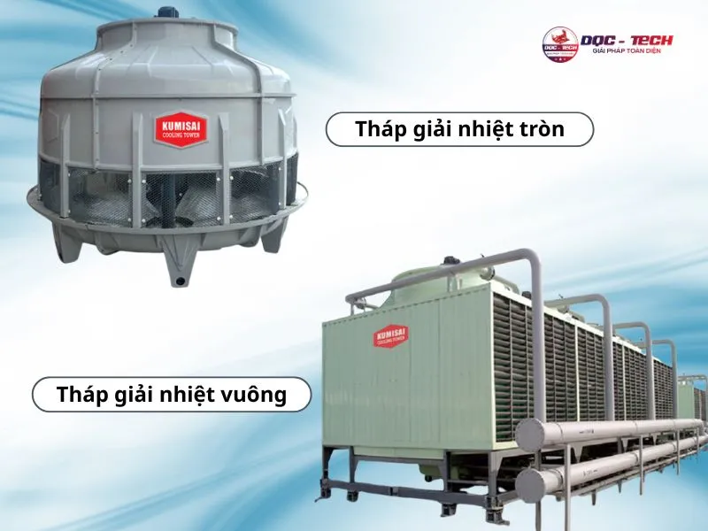 Các loại tháp giải nhiệt phân loại theo kết cấu, hình dáng Các loại tháp giải nhiệt phân loại theo kết cấu, hình dáng