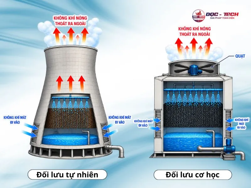 Các loại tháp giải nhiệt theo phương thức thông gió Các loại tháp giải nhiệt theo phương thức thông gió