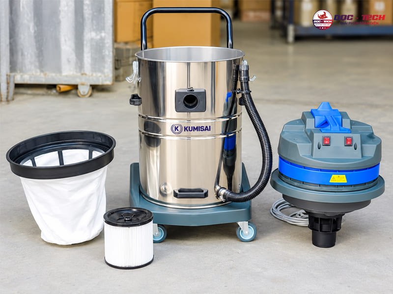 thiết bị hút bụi 70 lít Kumisai KMS70H xử lý sạch bụi mịn chuyên sâu