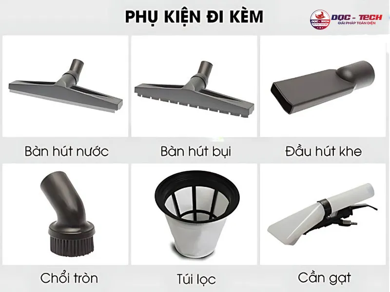 thiết bị hút bụi ipc đi kèm với nhiều bộ phụ kiện đa dạng