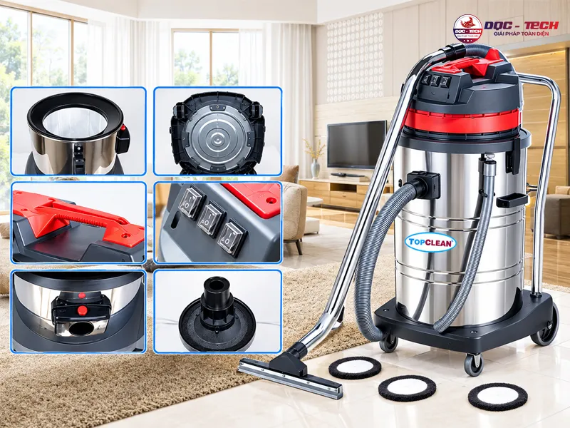 thiết bị hút bụi topclean với phụ kiện đa dạng