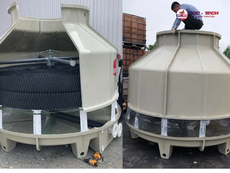 Tháp hạ nhiệt Kumisai KMS 40RT kiểu dáng tròn nhỏ gọn