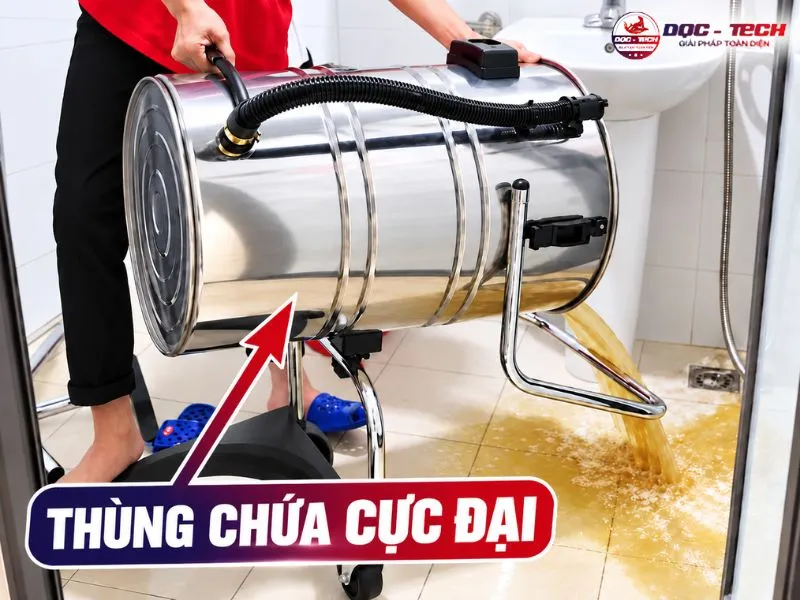 Dung tích thùng máy hút bụi công nghiệp cực đại, giảm gián đoạn khi vệ sinh