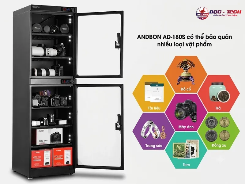 tu-chong-am-AD-180S-ung-dung.png Tủ chống ẩm máy ảnh Andbon AD-180S dùng để làm gì?