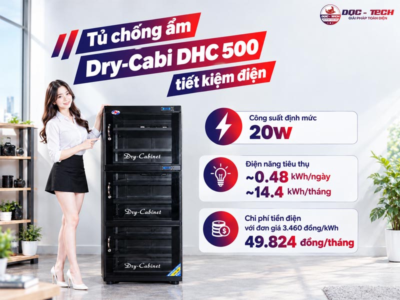 Tủ chống ẩm Dry-Cabi DHC 500 tiết kiệm điện