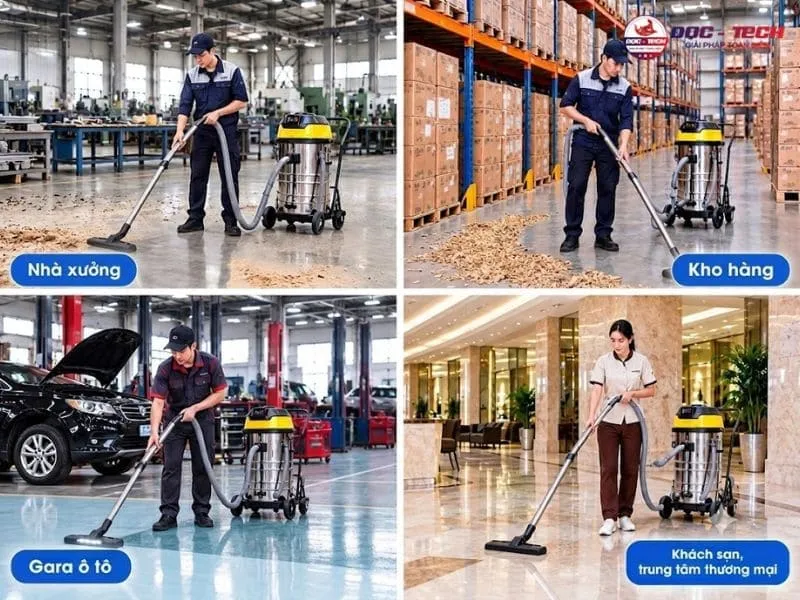 Máy hút bụi Kumisai 380T ứng dụng tại nhiều môi trường chuyên nghiệp