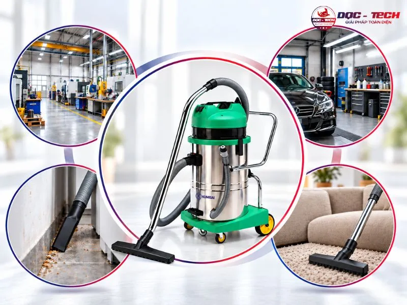 Máy hút bụi công nghiệp 60 lít ứng dụng nhà xưởng, trường học
