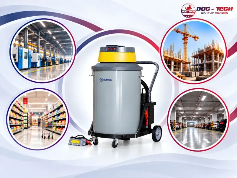Máy hút bụi Kumisai KMS 601T ứng dụng nhà xưởng, siêu thị