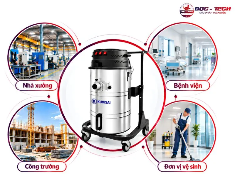 Máy hút bụi công nghiệp Kumisai ứng dụng tại kho hàng, Bệnh viện