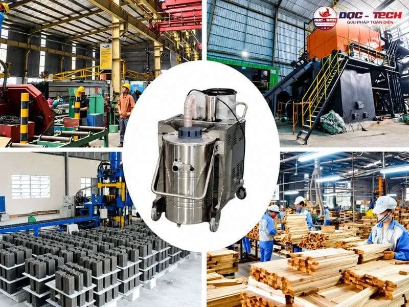 Máy hút bụi chịu nhiệt Kumisai KMS 01 ứng dụng tại nhà xưởng, gara ô tô