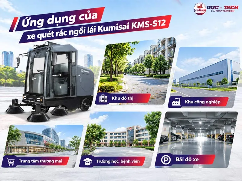 Ứng dụng xe quét rác ngồi lái Kumisai KMS-S12