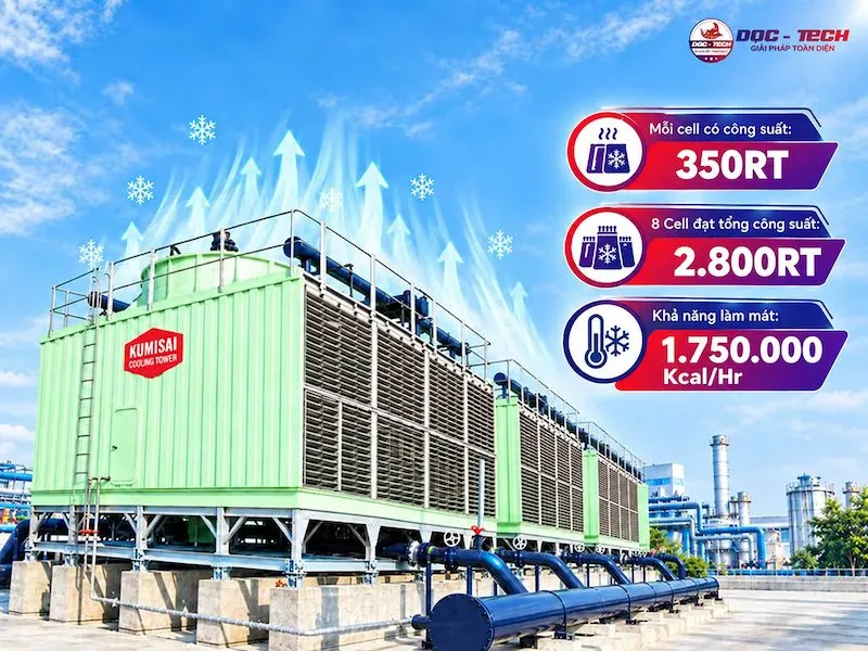 Ưu điểm của 4 tổ hợp tháp giải nhiệt Kumisai KMS 350RT 2Cell