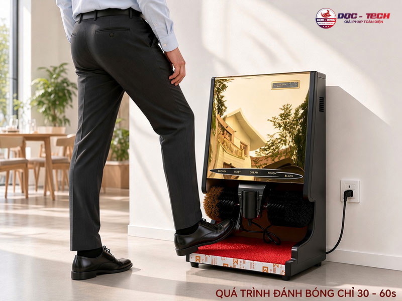 Vận hành máy đánh bóng giày Apus