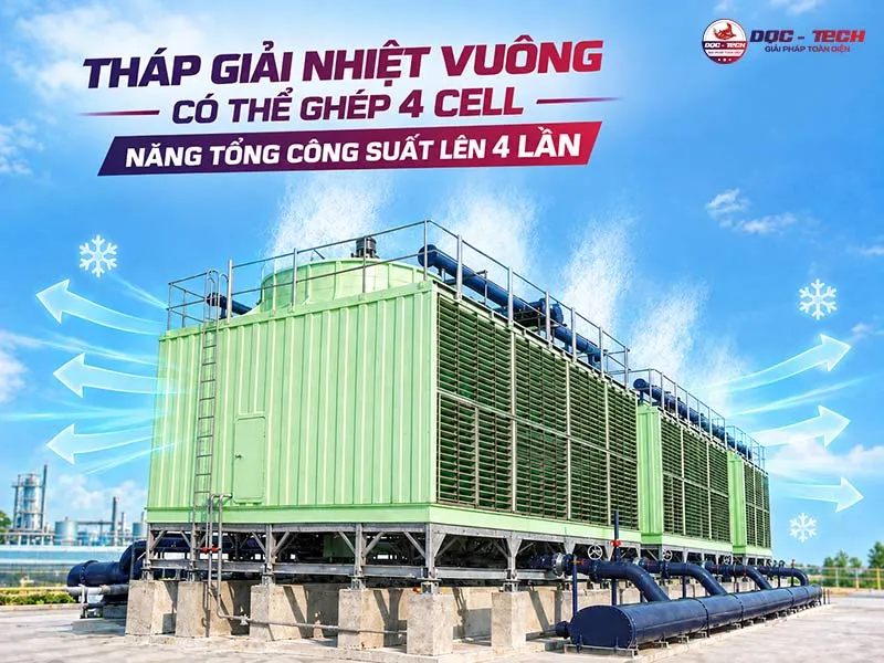 Thiết kế tháp giải nhiệt vuông hiện đại