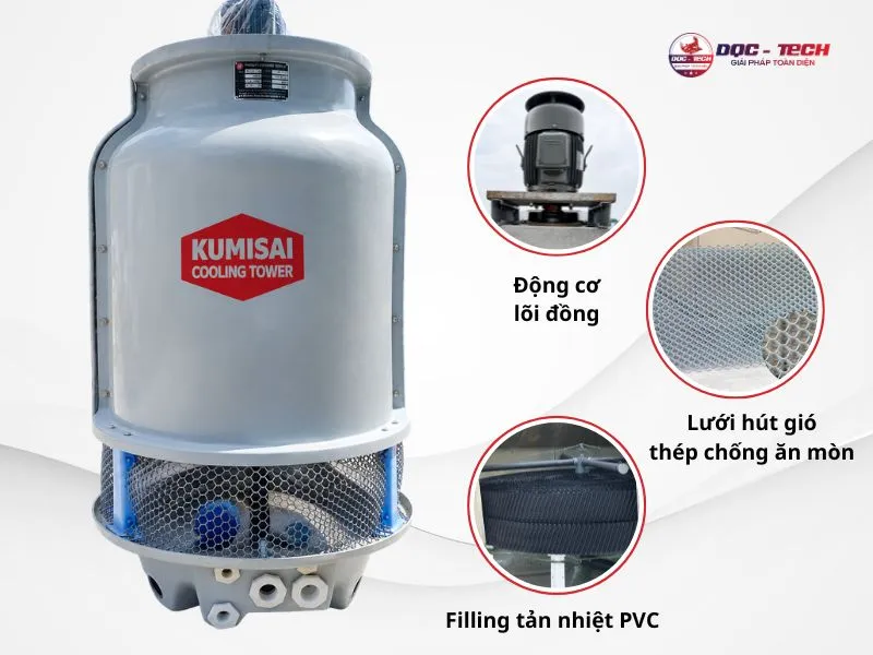 Tháp giải nhiệt Kumisai KMS 15RT làm từ vật liệu gì