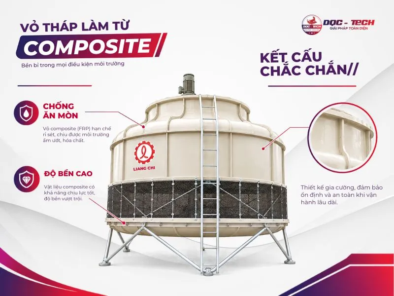 Vỏ tháp Liang Chi LBC-1000RT làm từ sợi thủy tinh cao cấp