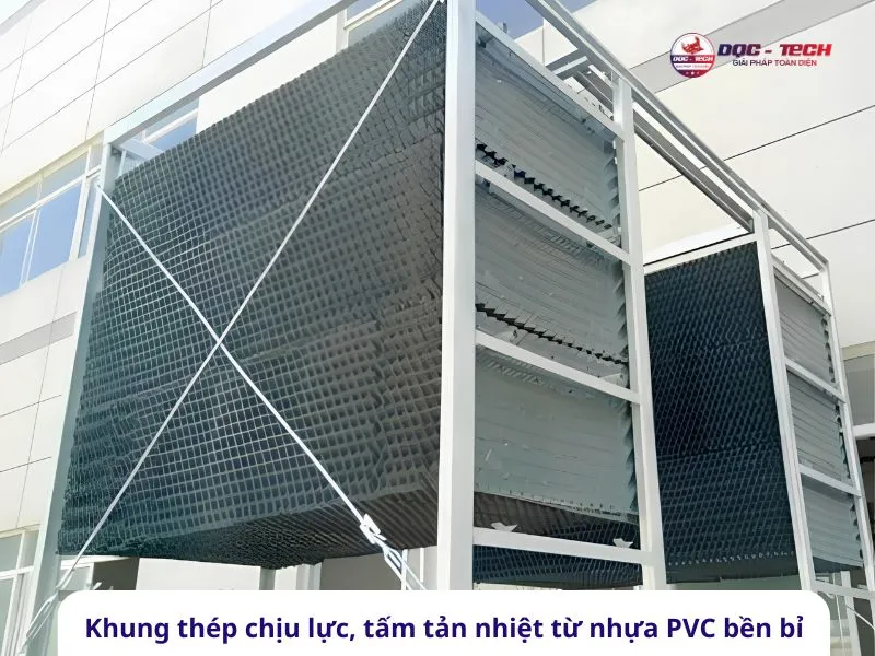 Filling tháp giải nhiệt Kumisai KMS 225RT từ nhựa PVC bền bỉ, khung xương thép chắc chắn