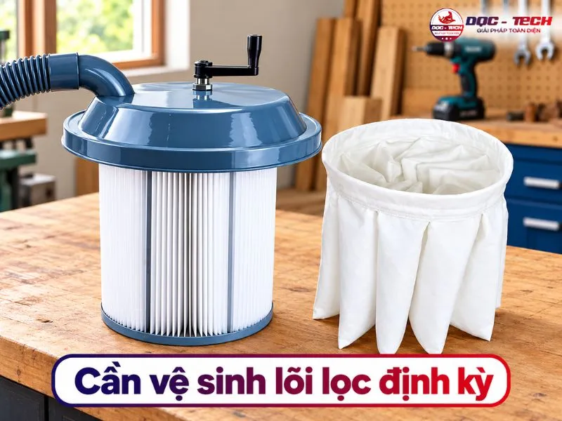 Người dùng cần vệ sinh lõi lọc cho thiết bị hút bụi Kumisai KMS40J