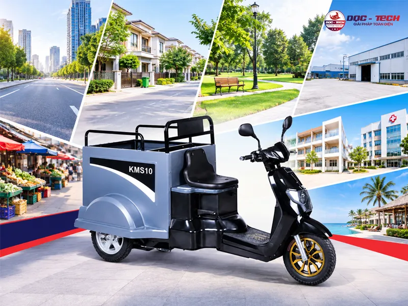 Xe gom rác đường Kumisai KMS-10 ứng dụng ở nhiều nơi