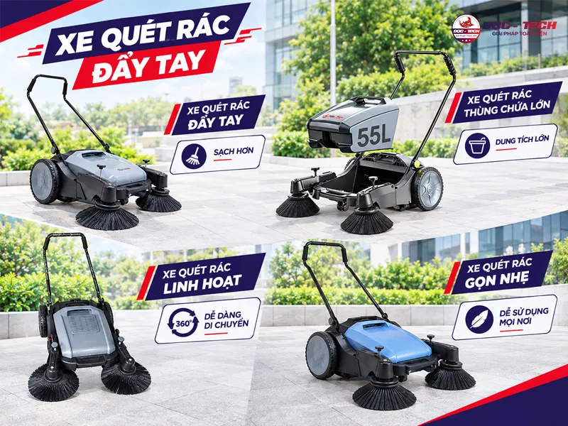xe quét rác đẩy tay chính hãng tại dqc tech