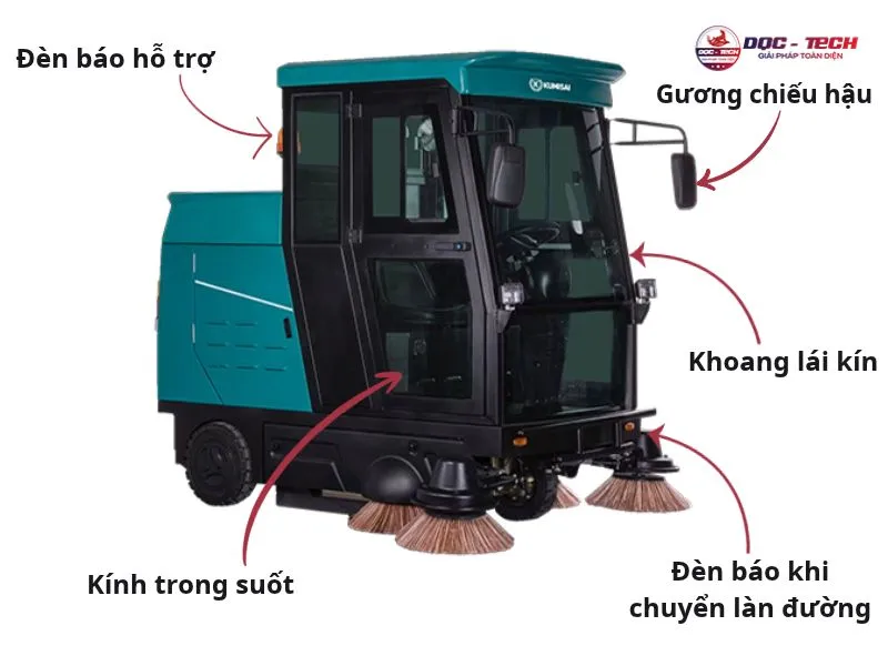 xe quét rác Kumisai KMS 180 đảm bảo an toàn khi lưu thông