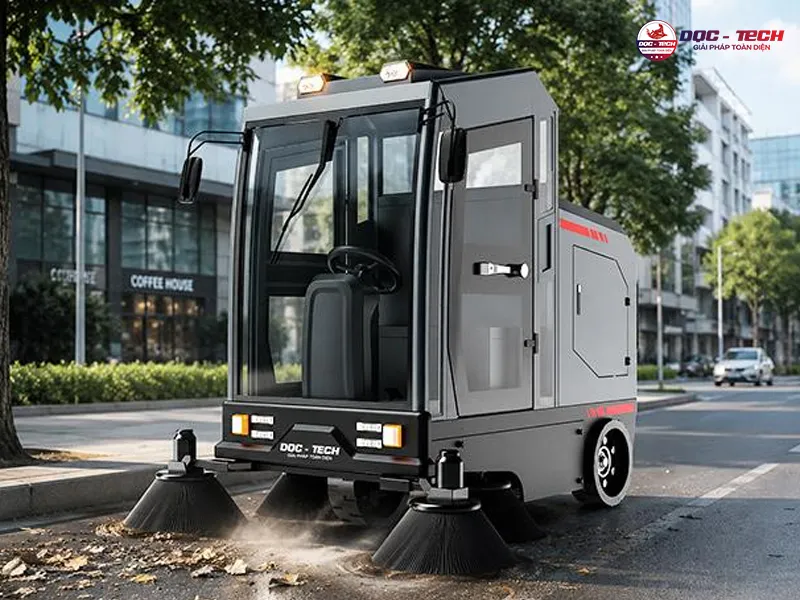 xe quét rác làm sạch những nơi có diện tích rộng lớn