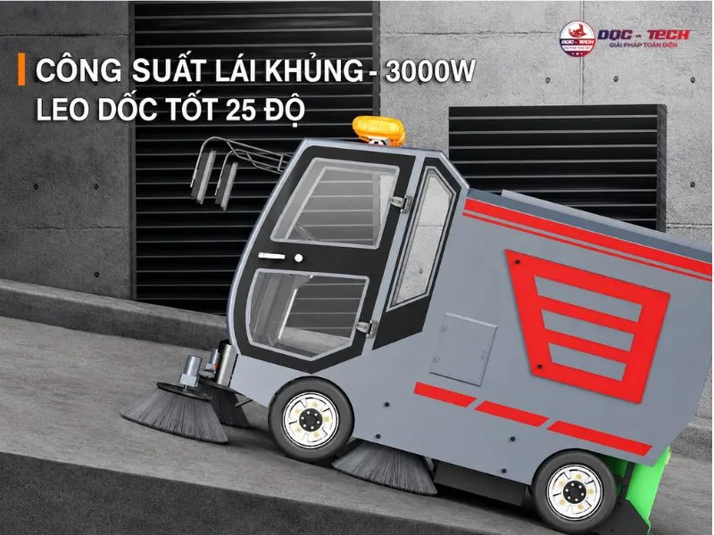 Xe quét rác ngồi lái DQC Tech 18F làm sạch trên mọi bề mặt