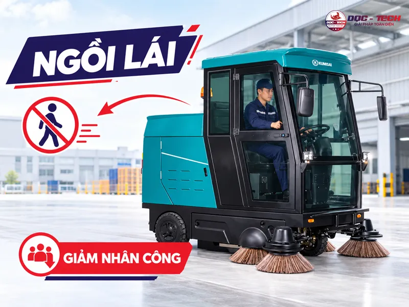Xe quét rác ngồi lái Kumisai KMS 180 giúp làm sạch nhanh chóng